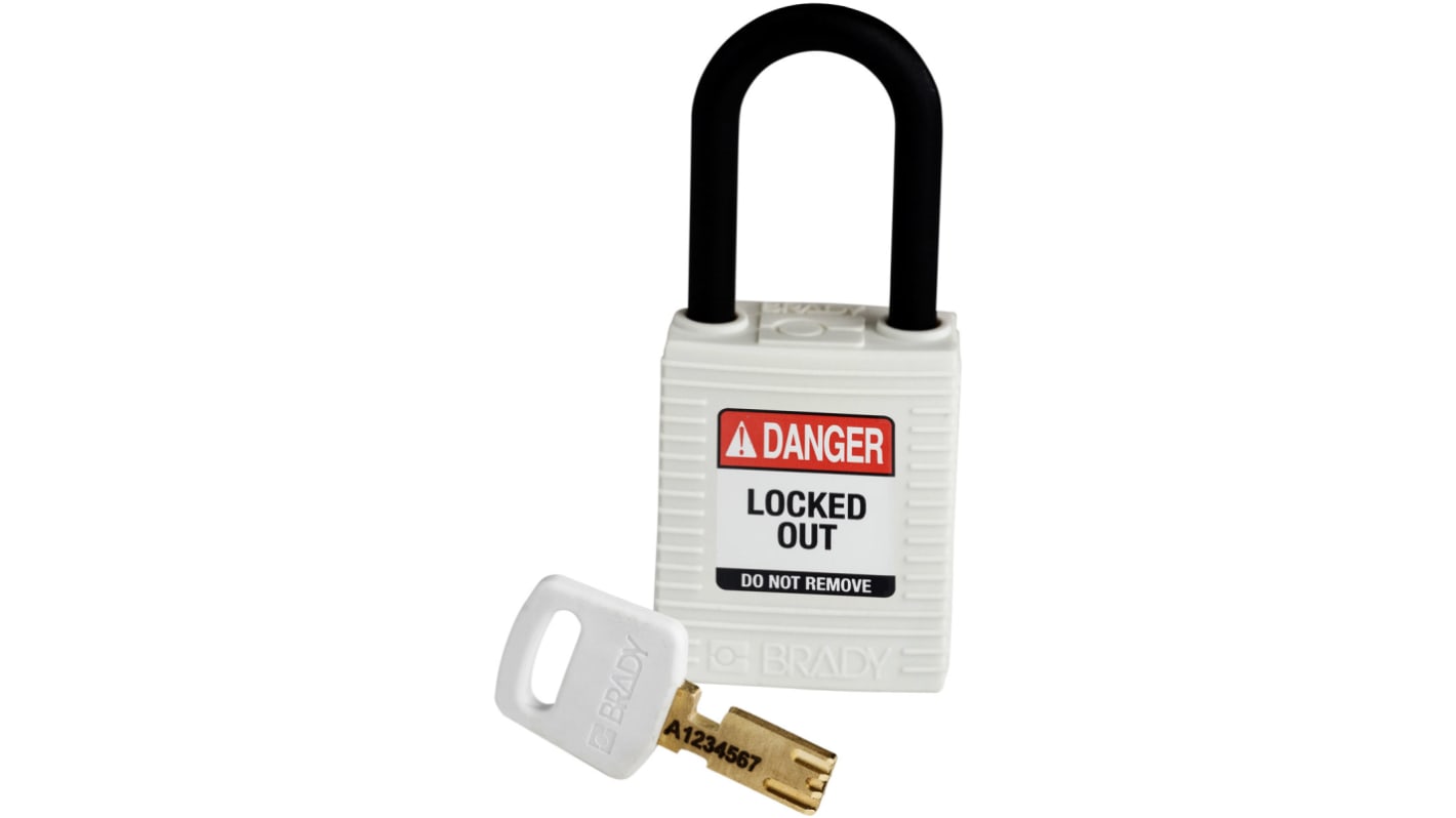 Brady Key Weatherproof Nylon Padlock, 6.4mm Shackle, 38mm Body