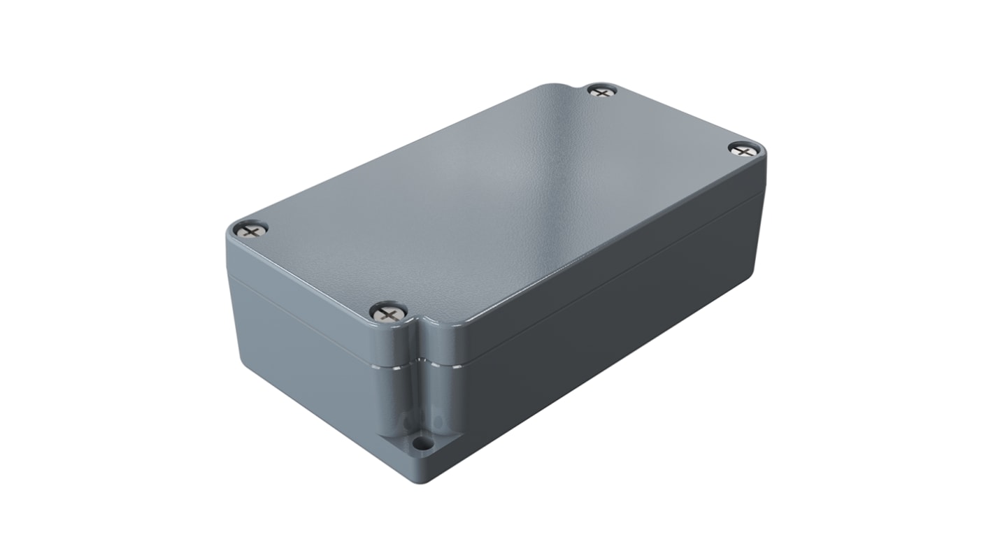 Rose Aluminium Standard Series Grey Die Cast Aluminium Enclosure, IP66, IK09, Grey Lid, 115 x 64 x 34mm