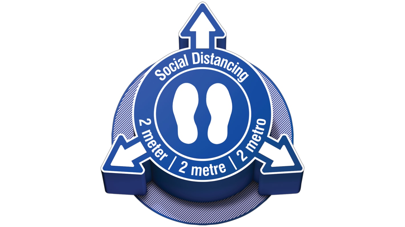 Symbole de distanciation sociale, avec pictogramme : Distance sociale "Social Distancing 2 meter 