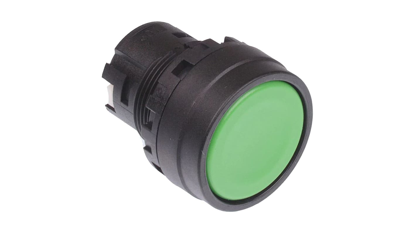 Cabezal de pulsador Idec serie YW1B, Ø 22mm, de color Verde, Momentáneo, IP67, IP69K