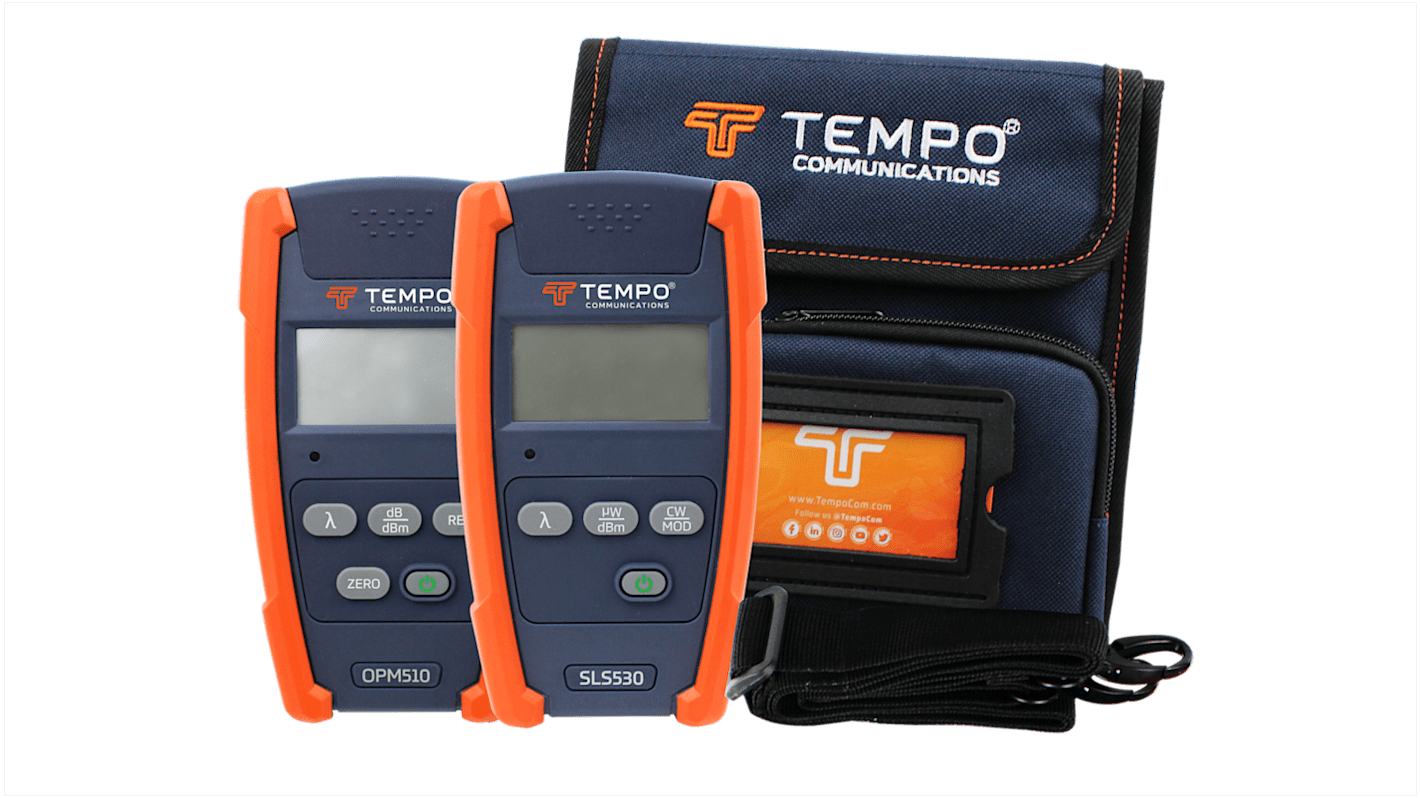 Kit de prueba para fibra óptica Tempo OPM510, SLS530, Monomodo, 1310 nm, 1490 nm, 1550 nm