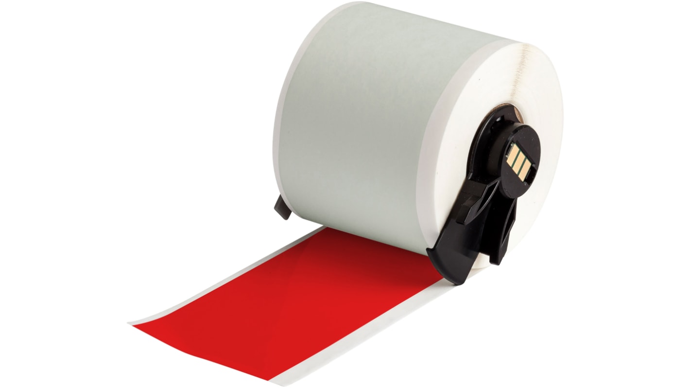 Brady B-595 Vinyl White Red Print Label Roll, 50.8mm Width