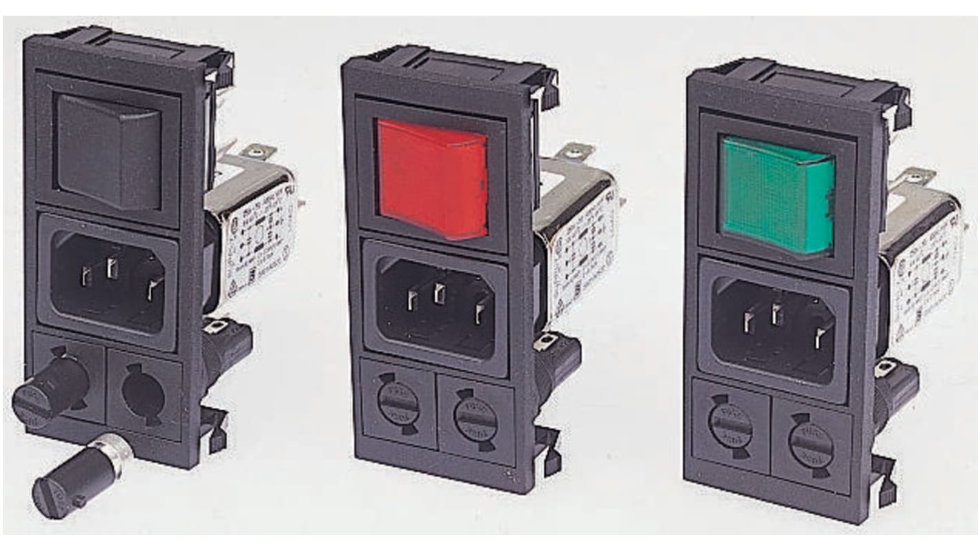 IEC szűrő Férfi, C14, Bepattanó, 10A, 250 V AC