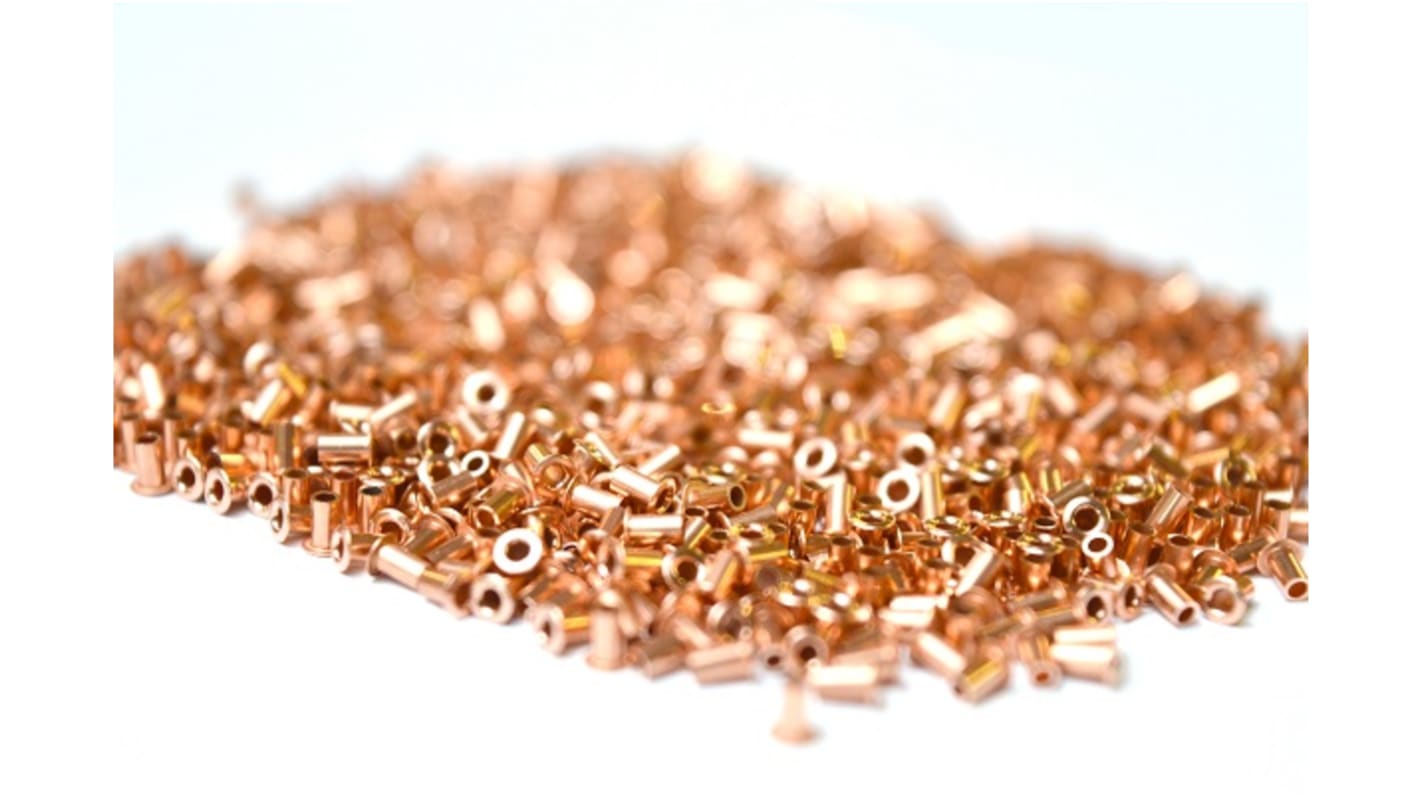 PTH400-RIV0.4, Copper Through Hole Contact Rivets PCB Rivet for 0.4mm Diameter, 2.2mm Length With 1.6mm Maximum