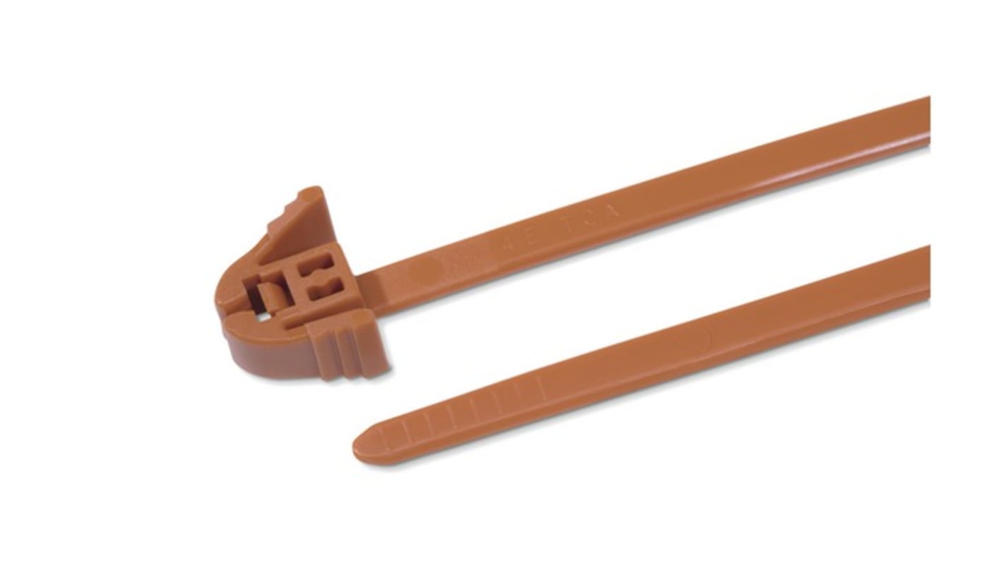 HellermannTyton Cable Tie, Releasable, 200mm x 4.7 mm, Orange Polyamide 6.6 (PA66)