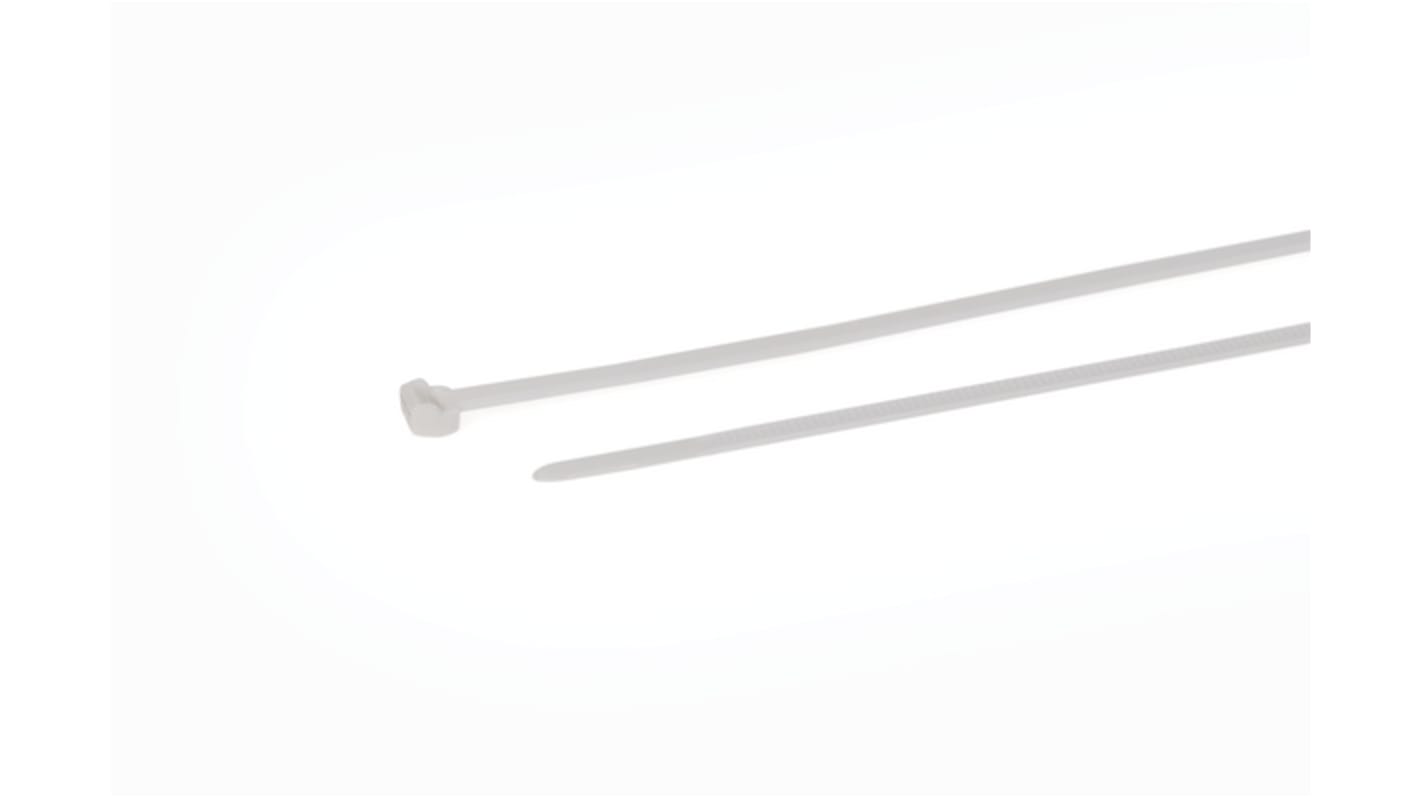 HellermannTyton Cable Tie, Releasable, 200mm x 3.4 mm, White Polyamide 6.6 (PA66)