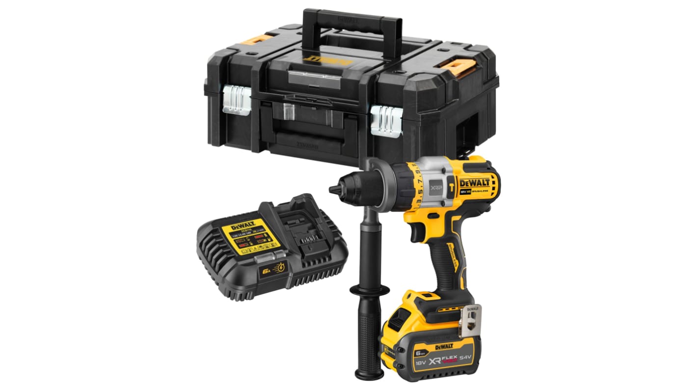 Taladro percutor DeWALT a batería Li-Ion de 18V 6Ah con 1 batería, Enchufe UK