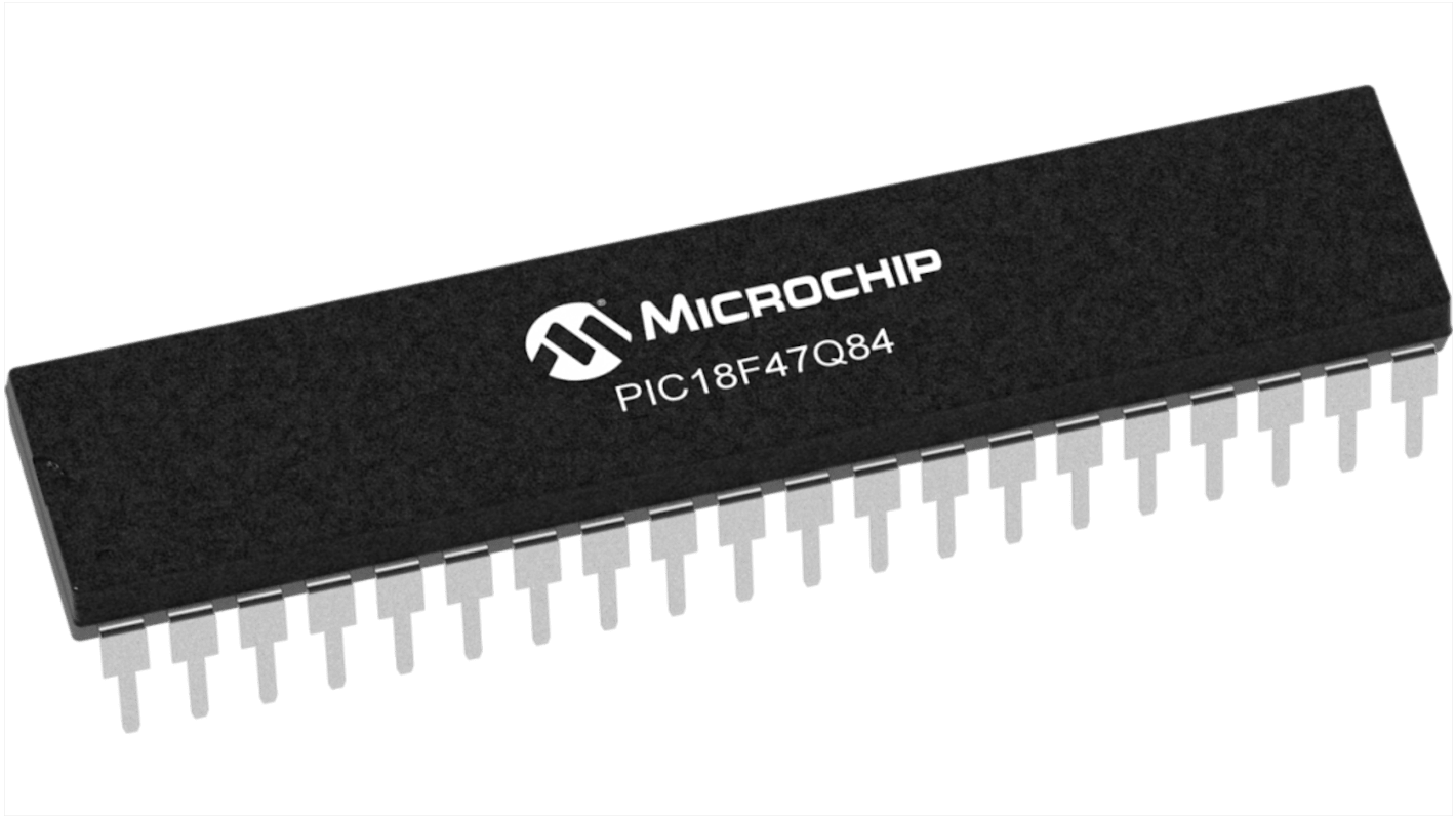 Microchip PIC18F47Q84-I/P, 8bit PIC Microcontroller, PIC18F, 64MHz, 128 kB Flash, 40-Pin PDIP