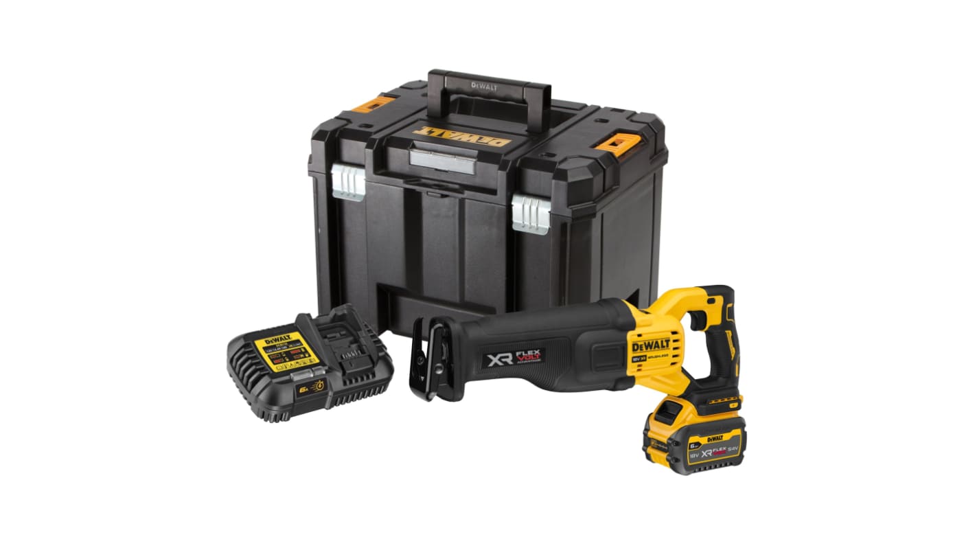 DeWALT DCS386T1-GB Li-Ion Akku Säbelsäge, Schnitttiefe 67 mm / 3000U/min, UK-Netzstecker