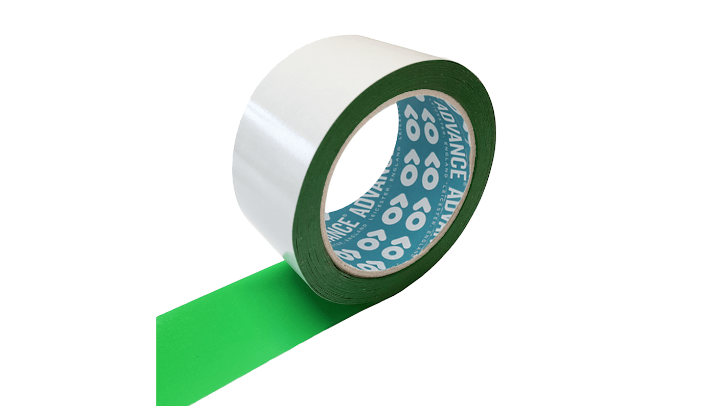 RS PRO Green Double Sided Plastic Tape, 0.15mm Thick, 6 N/cm, PVC Backing, 25mm x 50m