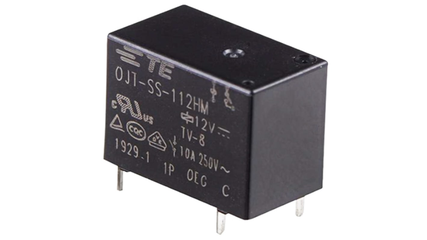 TE Connectivity PCB Mount Non-Latching Relay, 12V dc Coil, 10A Switching Current, SPST