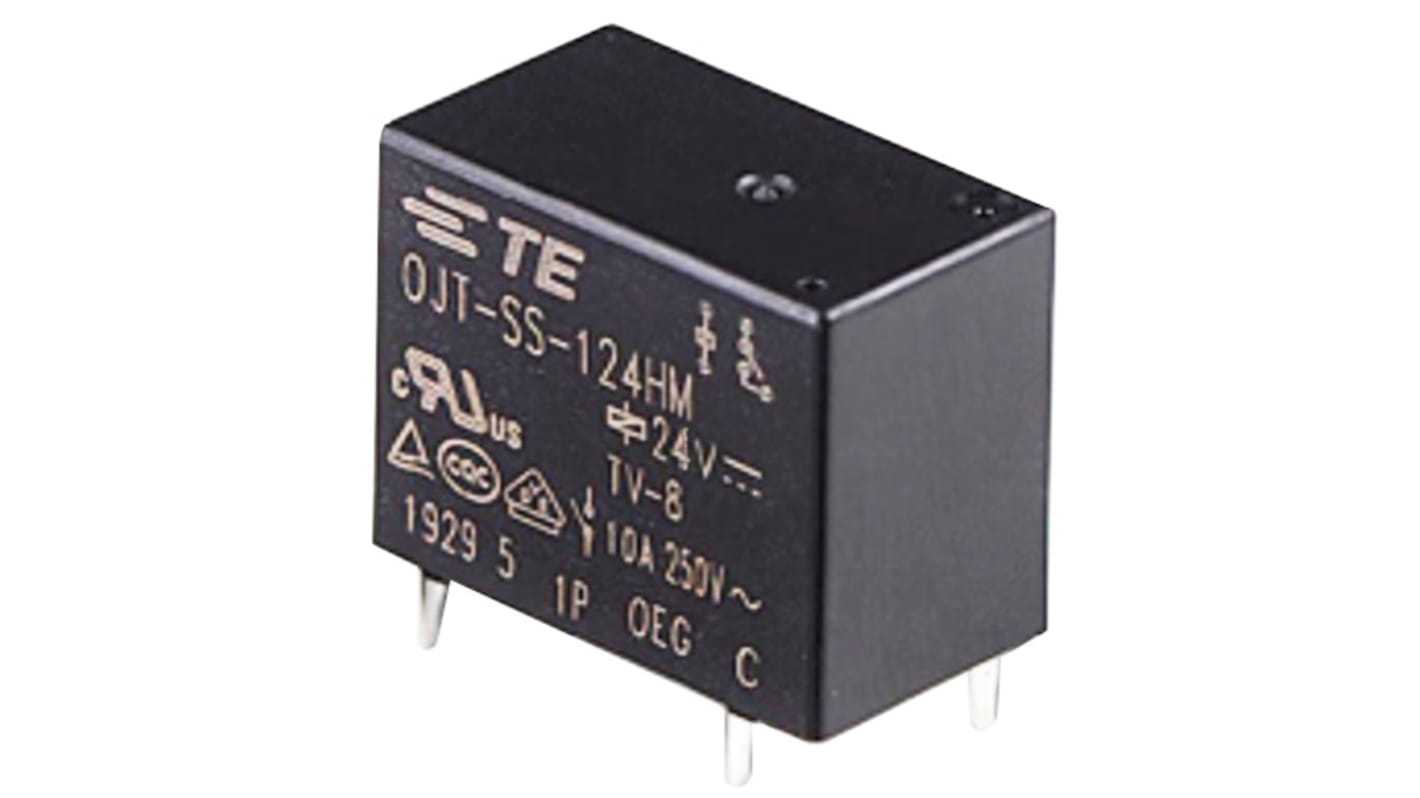 TE Connectivity PCB Mount Non-Latching Relay, 24V dc Coil, 10A Switching Current, SPST