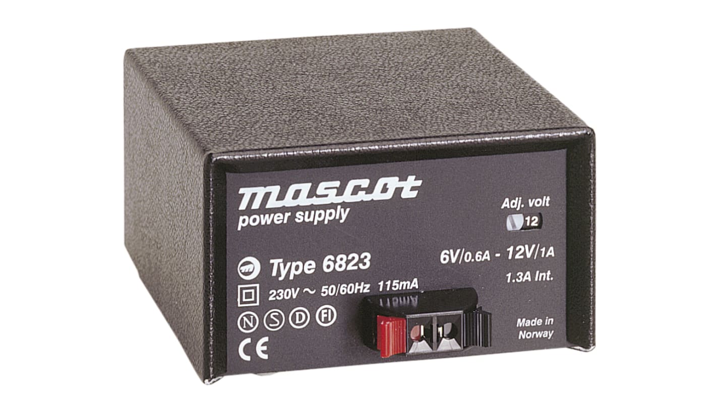 Mascot 6 → 12V dc AC/DC-adapter, 3 Udgange, 1 → 6A, 12W