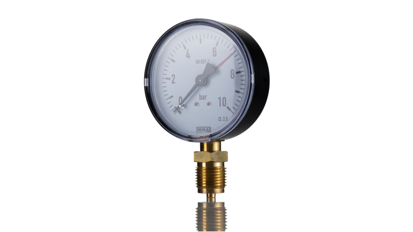 WIKA G 1/4 Analogue Pressure Gauge 0.6bar Bottom Entry, 9012990, -1bar min., 111.10