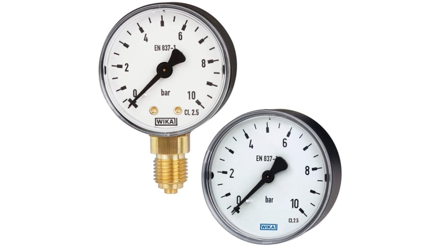 WIKA G 1/4 Analogue Pressure Gauge 40bar Back Entry, 9083855, 0bar min., 111.12