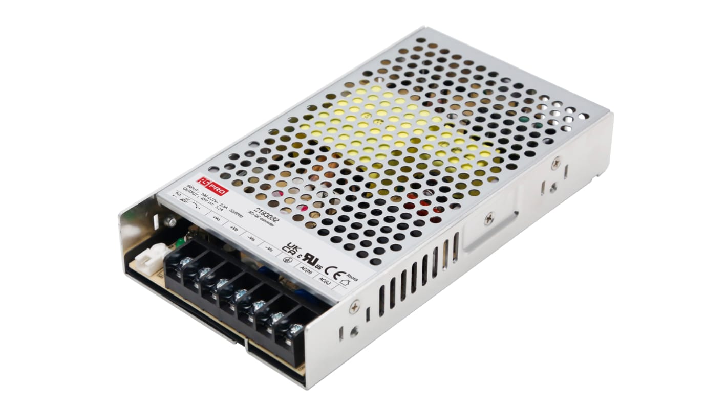 RS PRO Switching Power Supply, 48V dc, 3.2A, 153W, 1 Output, 85 → 305V ac Input Voltage