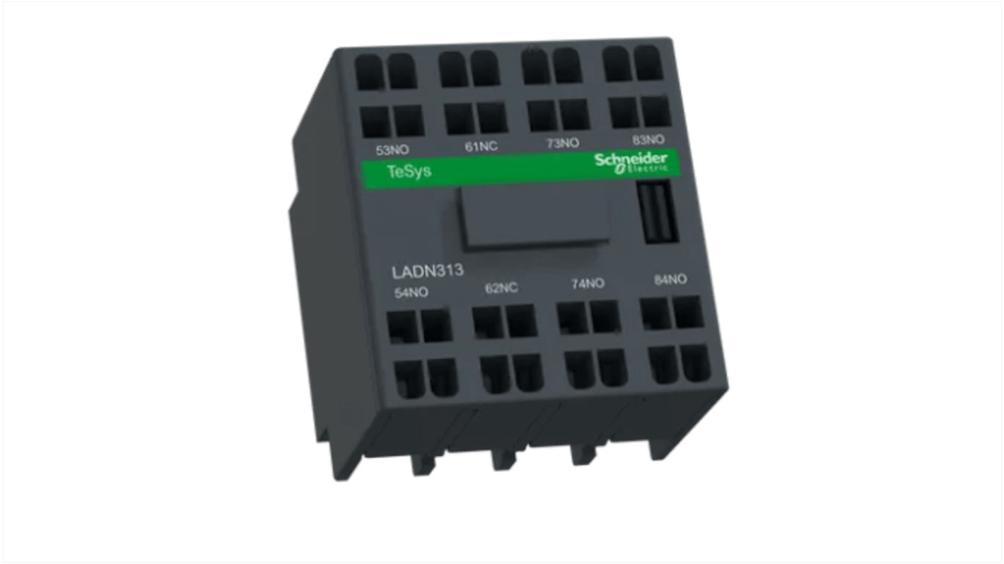 Blocco di contatti ausiliari Schneider Electric, 3 contatti, 3NO + 1NC, montaggio frontale, serie LADN