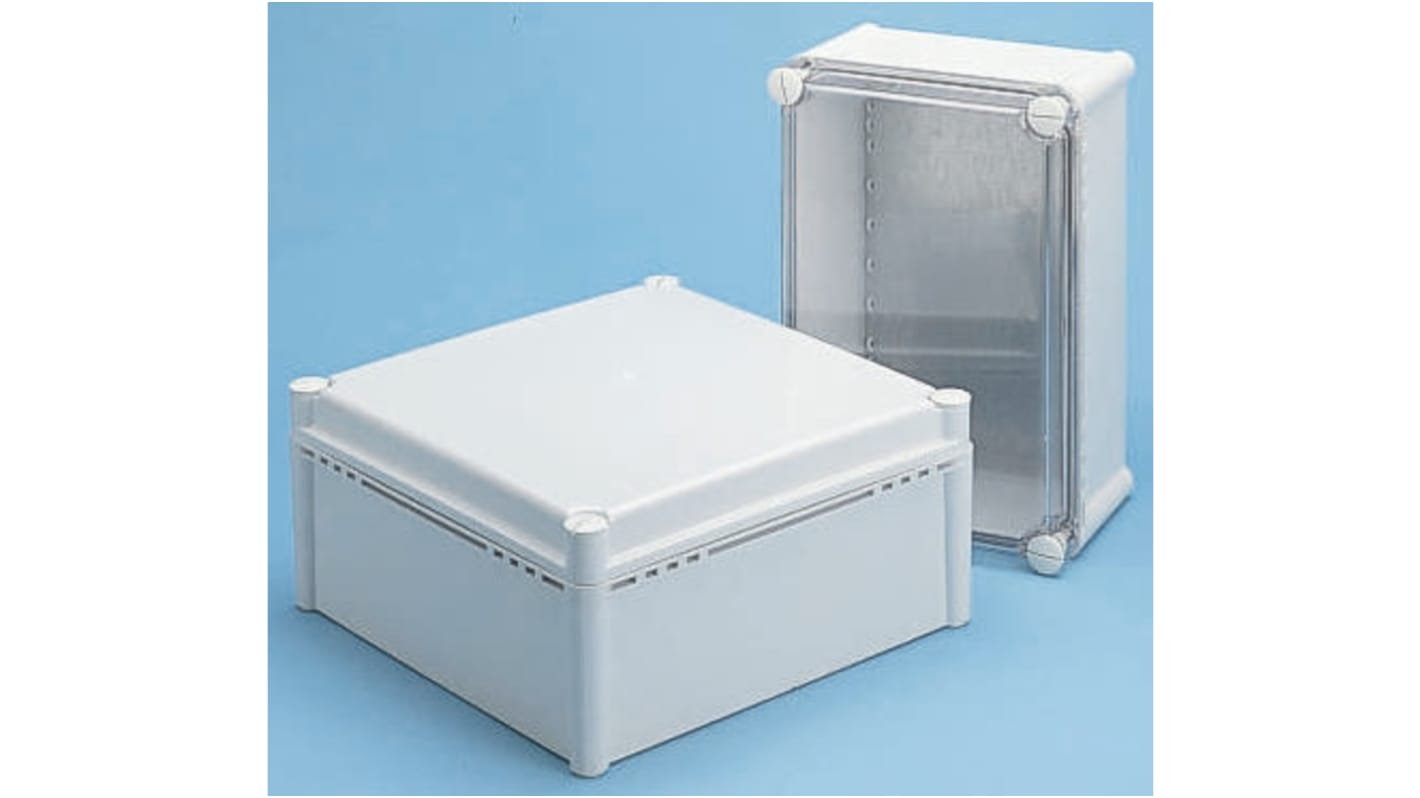 Fibox FEX Series Grey Polycarbonate Enclosure, IP54, Transparent Lid, 278 x 188 x 180mm
