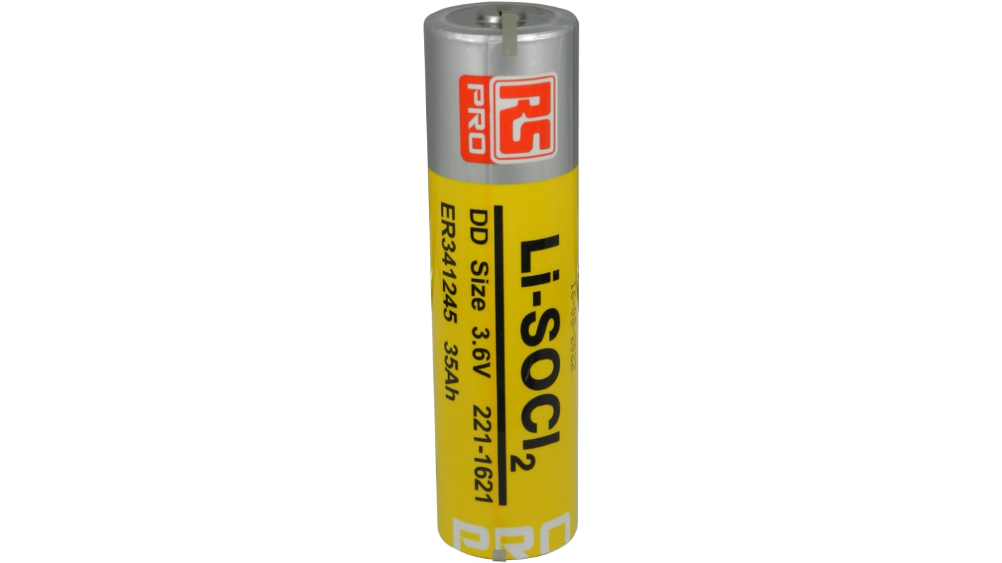 RS PRO DD Batterie, 3.6V / 30000mAh Li-Thionylchlorid, Fahnen 34 x 124.5mm