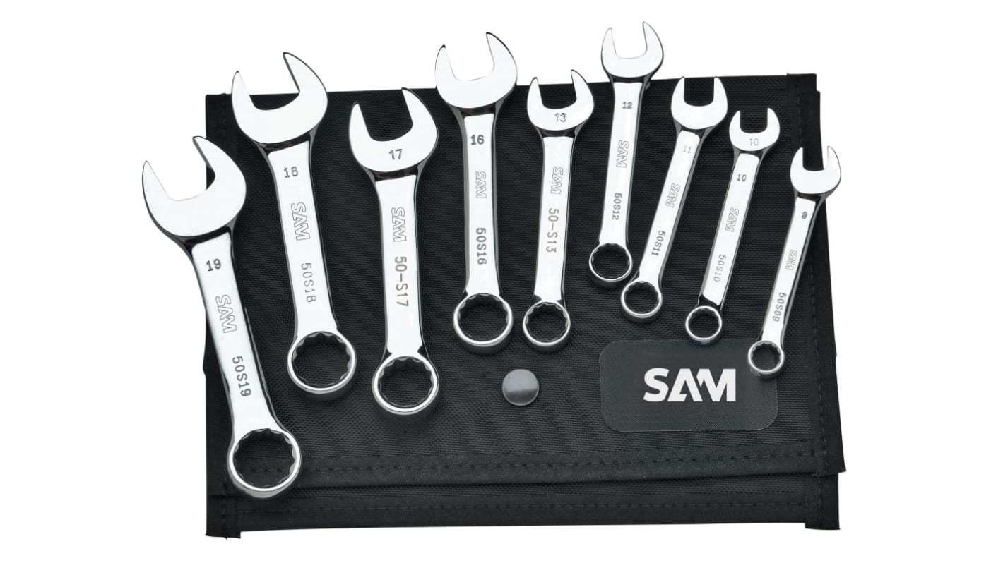 SAM 9-Piece Combination Spanner Set, 8 → 19 mm