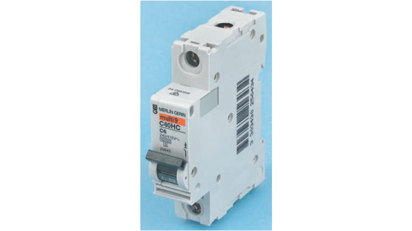 Merlin Gerin C60HC MCB Mini Circuit Breaker1P, 2A Curve C, 415V AC, 10 kA Breaking Capacity