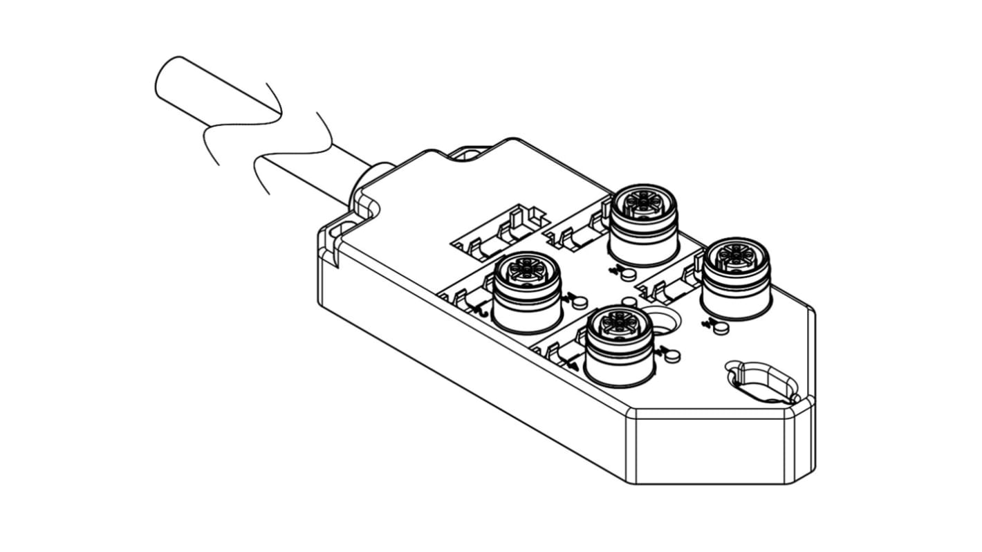 Brad from Molex 120251 Series Sensor Box, M12, 10m cable, 4 port