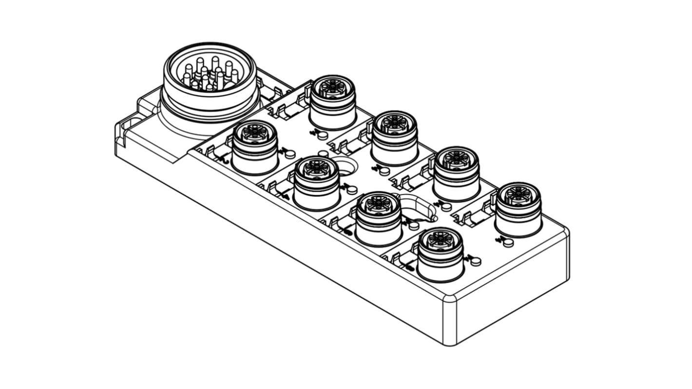 Brad from Molex 120119 Sensor-Box 8 Anschlüsse 4 Auslässe M12