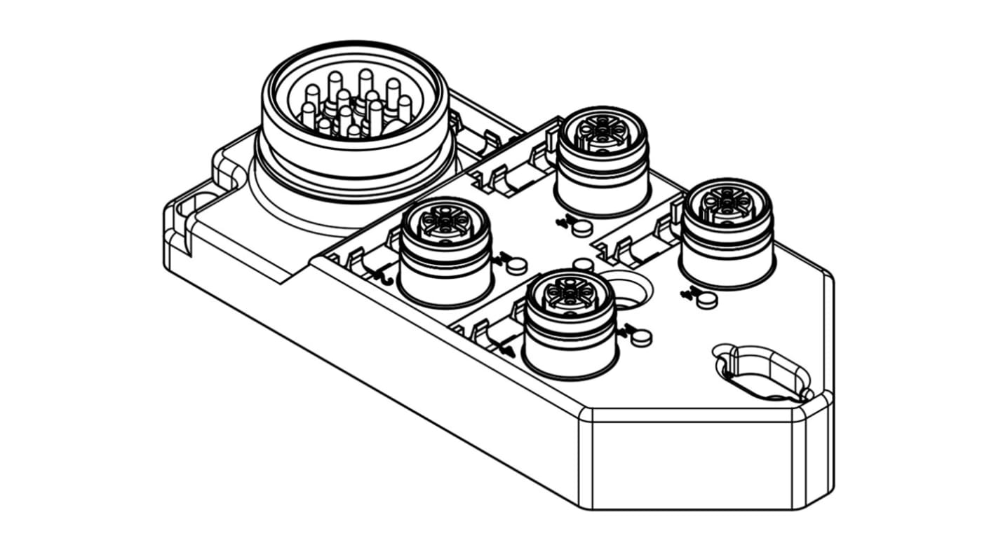 Caja de distribución Brad from Molex serie 120251, 4 puertos M12