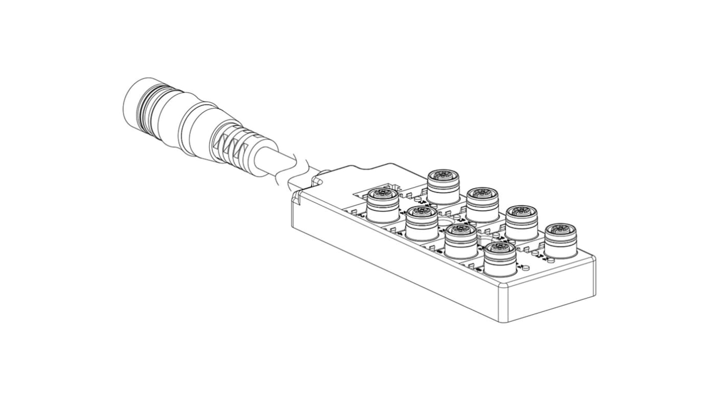 Brad from Molex 120119 Series Sensor Box, M12, 300mm cable, 5 way, 8 port