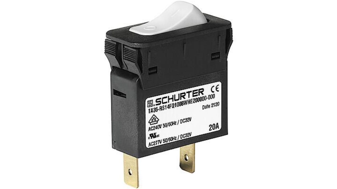 Interruttore automatico Schurter TA36, 1 polo poli, 3A, 32 V dc, 277 V ac