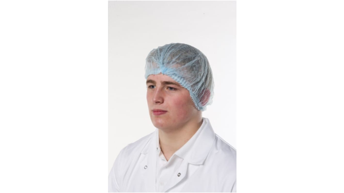 Reldeen Blue Disposable Hair Net for Food Industry Use, 52cm, Hair Net Type, Non-Metal Detectable, 100 per Package