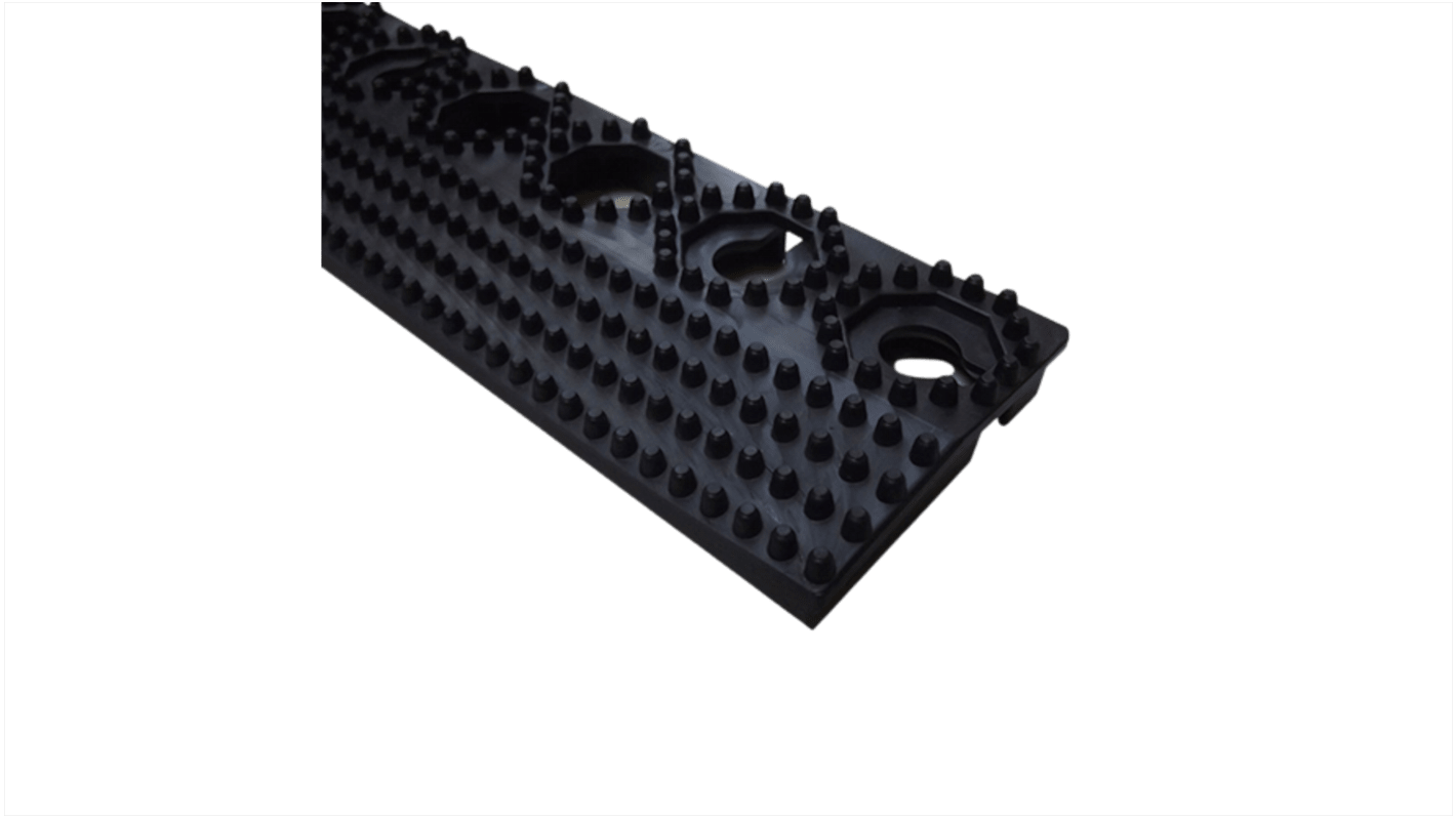 RS PRO Black Anti-slip Tile PVC Tile, Holes Finish 500mm x 60mm x 16mm