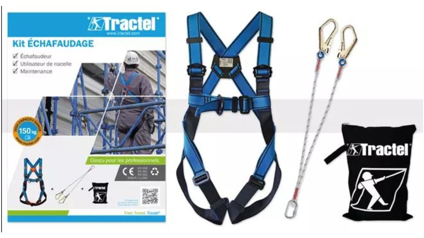 Kit de anticaídas Tractel 70152, , bolsa incluida, ajustable en Pecho, Pierna, Hombro, elemento de conexión de 1.5m