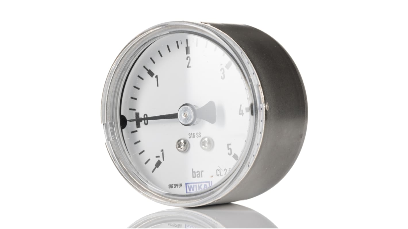 WIKA G 1/4 Analogue Pressure Gauge 0bar Back Entry, 7774878, -1bar min., 131.11