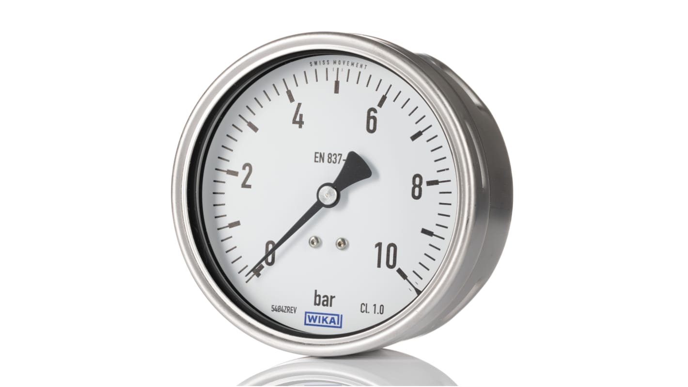 WIKA G 1/2 Analogue Pressure Gauge 60bar Back Entry, 8612935, 0bar min., 212.20