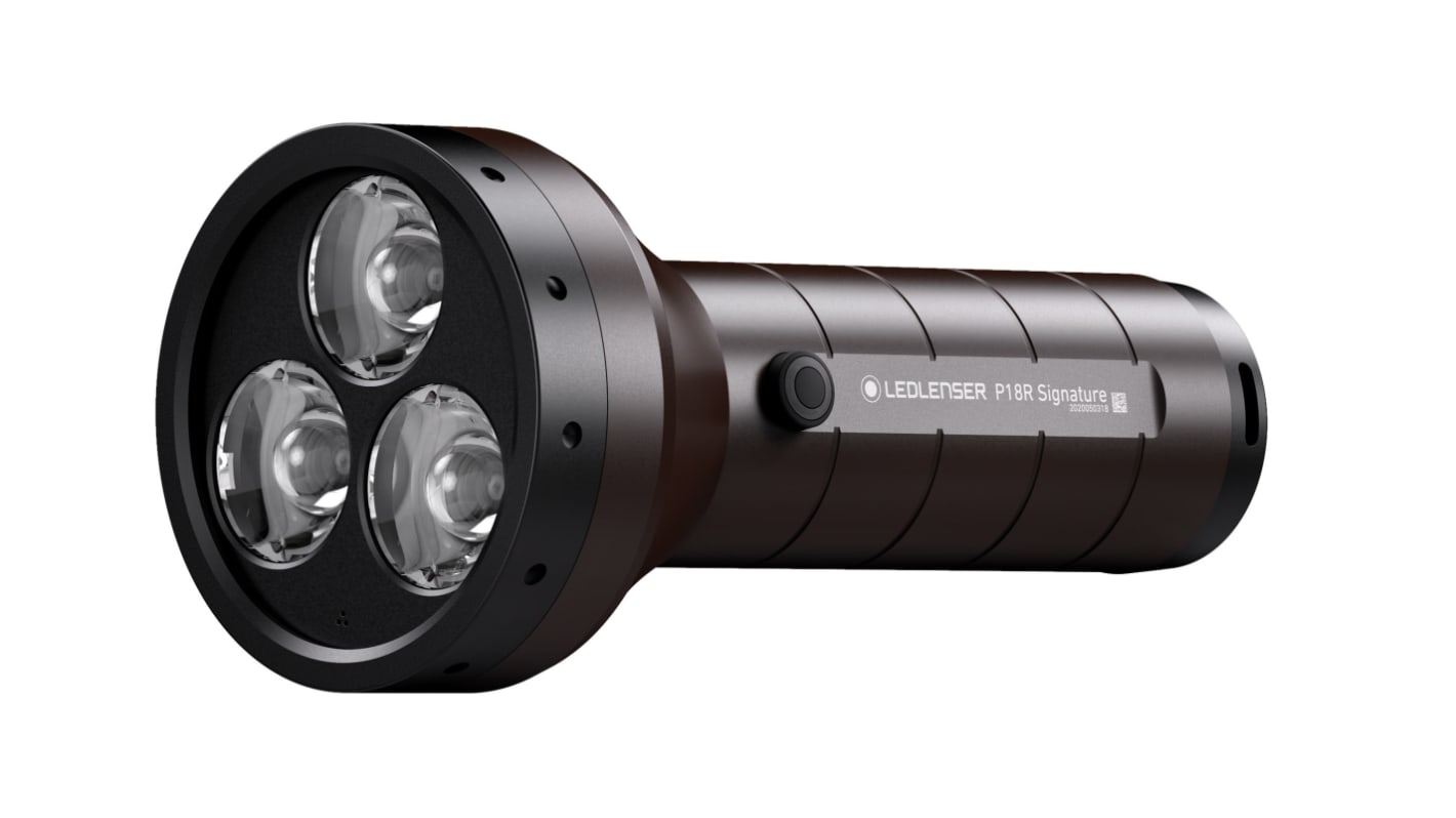 LEDLENSER P18R SIGNATURE Zseblámpa LED Zseblámpa újratölthető, 4500 lm IP54, Fekete Elemlámpa 637g