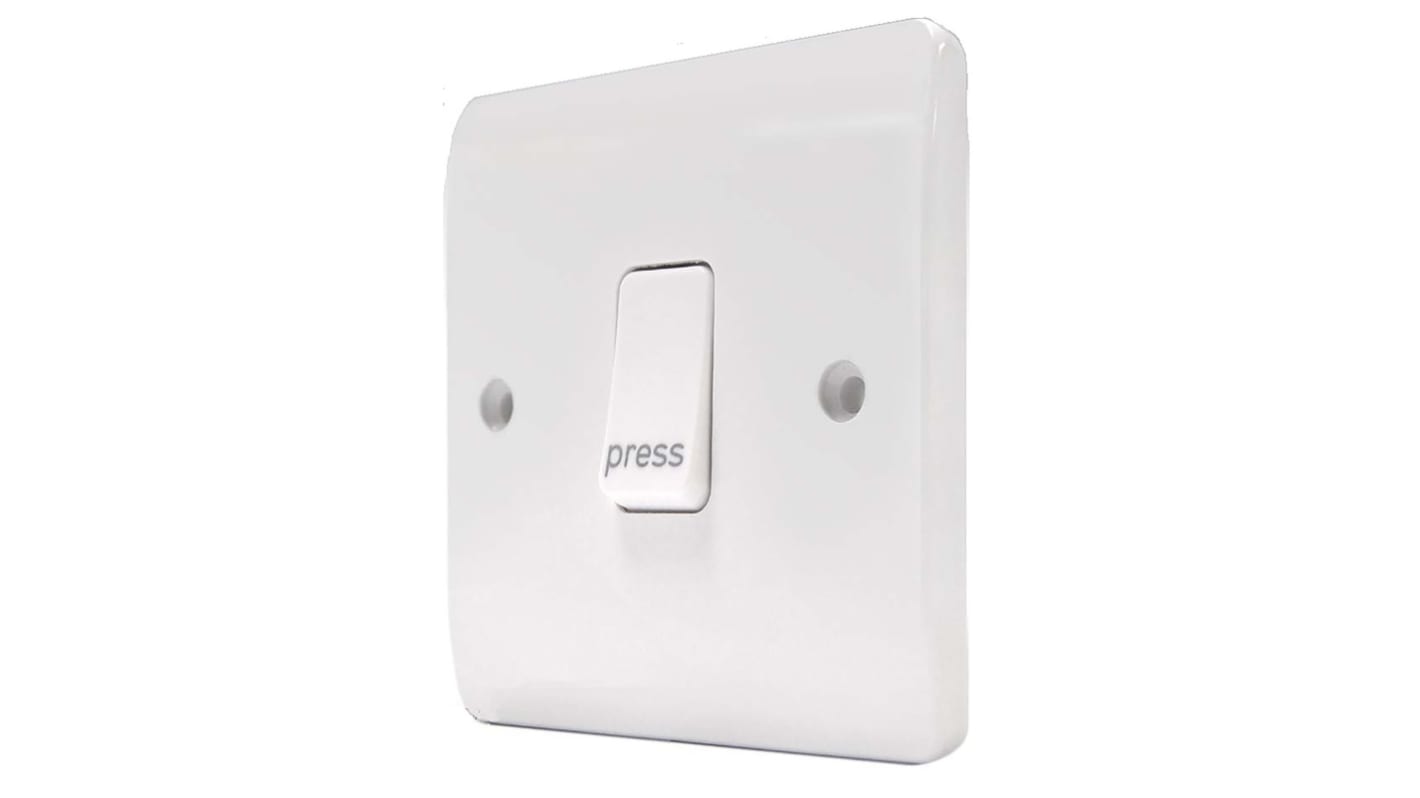 MK Electric White Retractive Light Switch, 2 Way, 1 Gang, Logic Plus