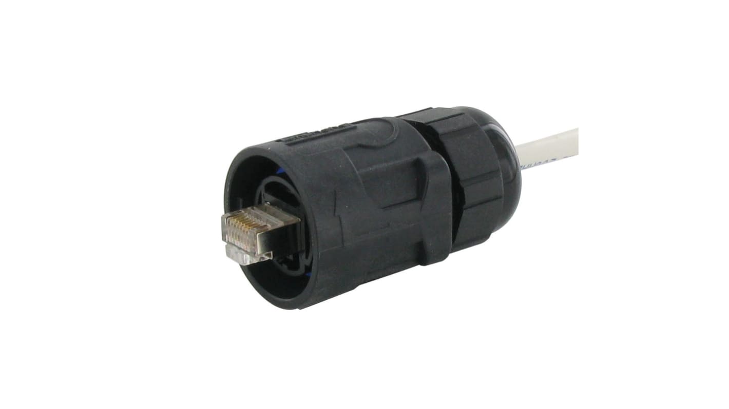 Amphenol Socapex RJ45 csatlakozó 8 utas Cat5e, Férfi 1, RJFRB sorozat RJFRB