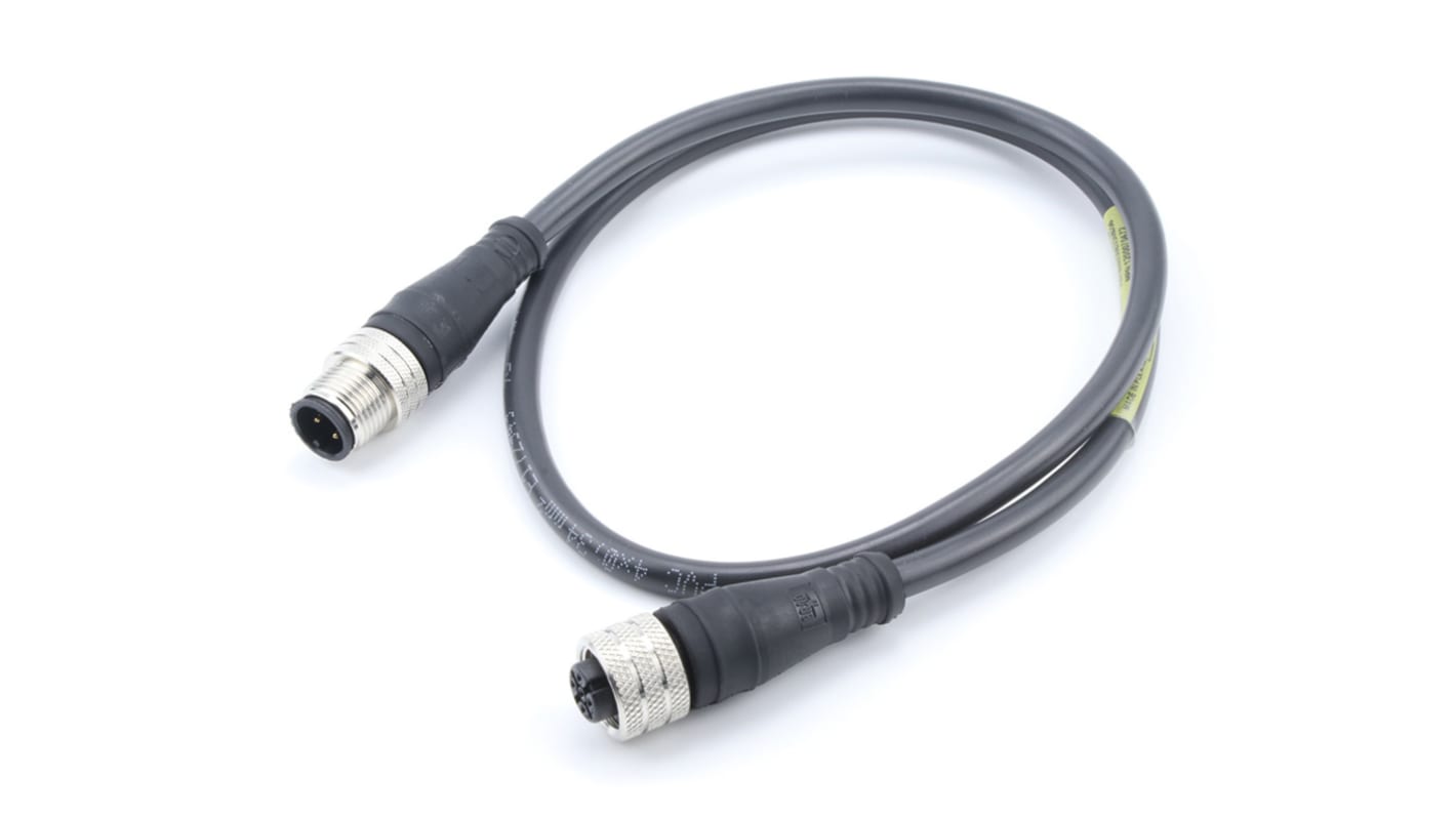 Brad from Molex Straight Male 4 way M12 to Straight Female 4 way M12 Sensor Actuator Cable, 1m
