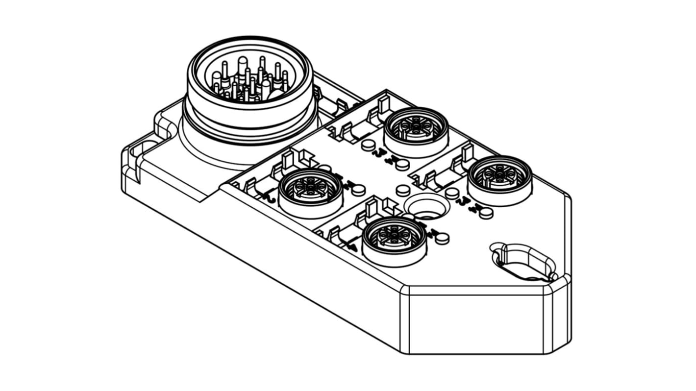 Unidad de distribución Brad from Molex, 4 puertos M12, 10 → 30V dc