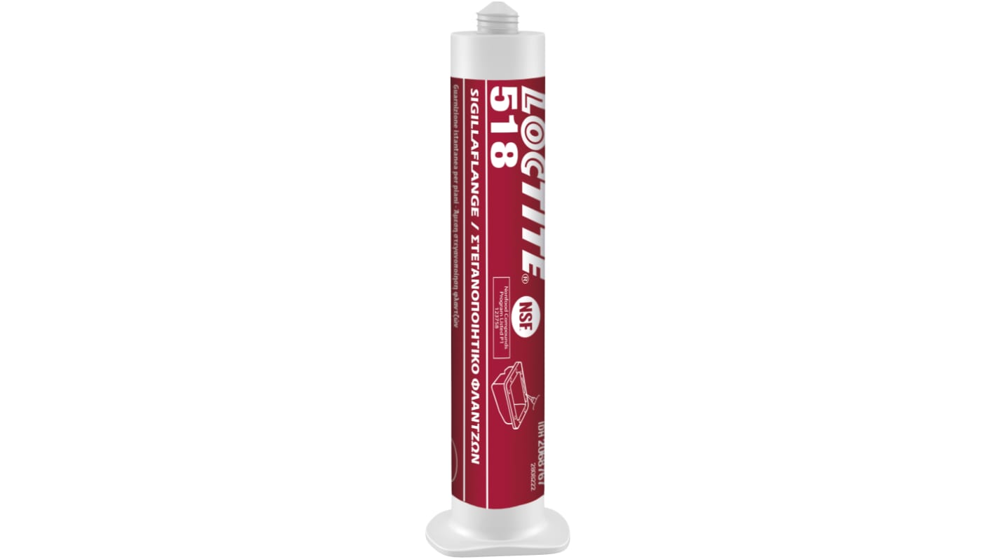 Sigillante per tubi (Gel) Loctite 518, 50 ml, col. Rosso, resistenza Media, 8 → 9 °C.