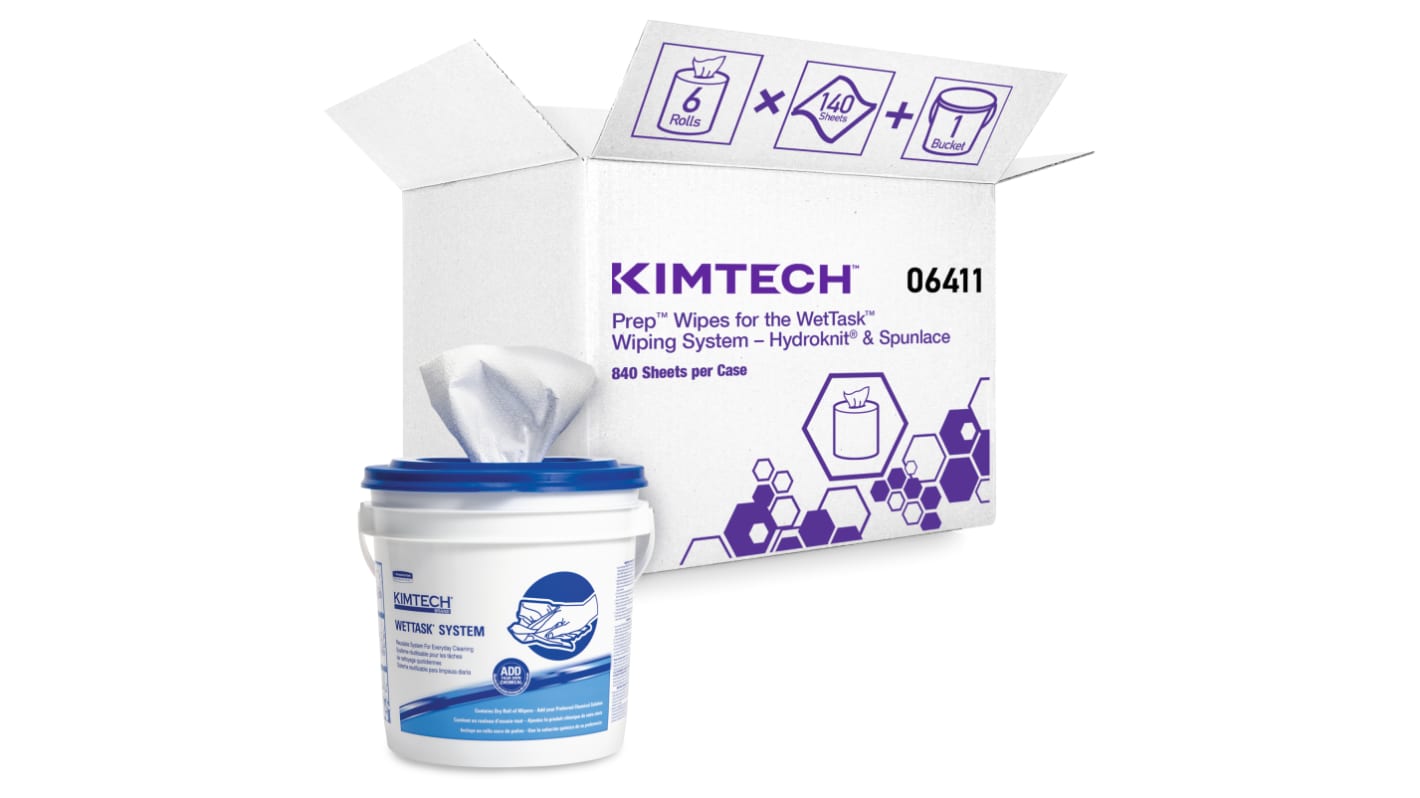 KIMTECH WETTASK® Wipers (6411) Wet Wipes, Bucket of 90