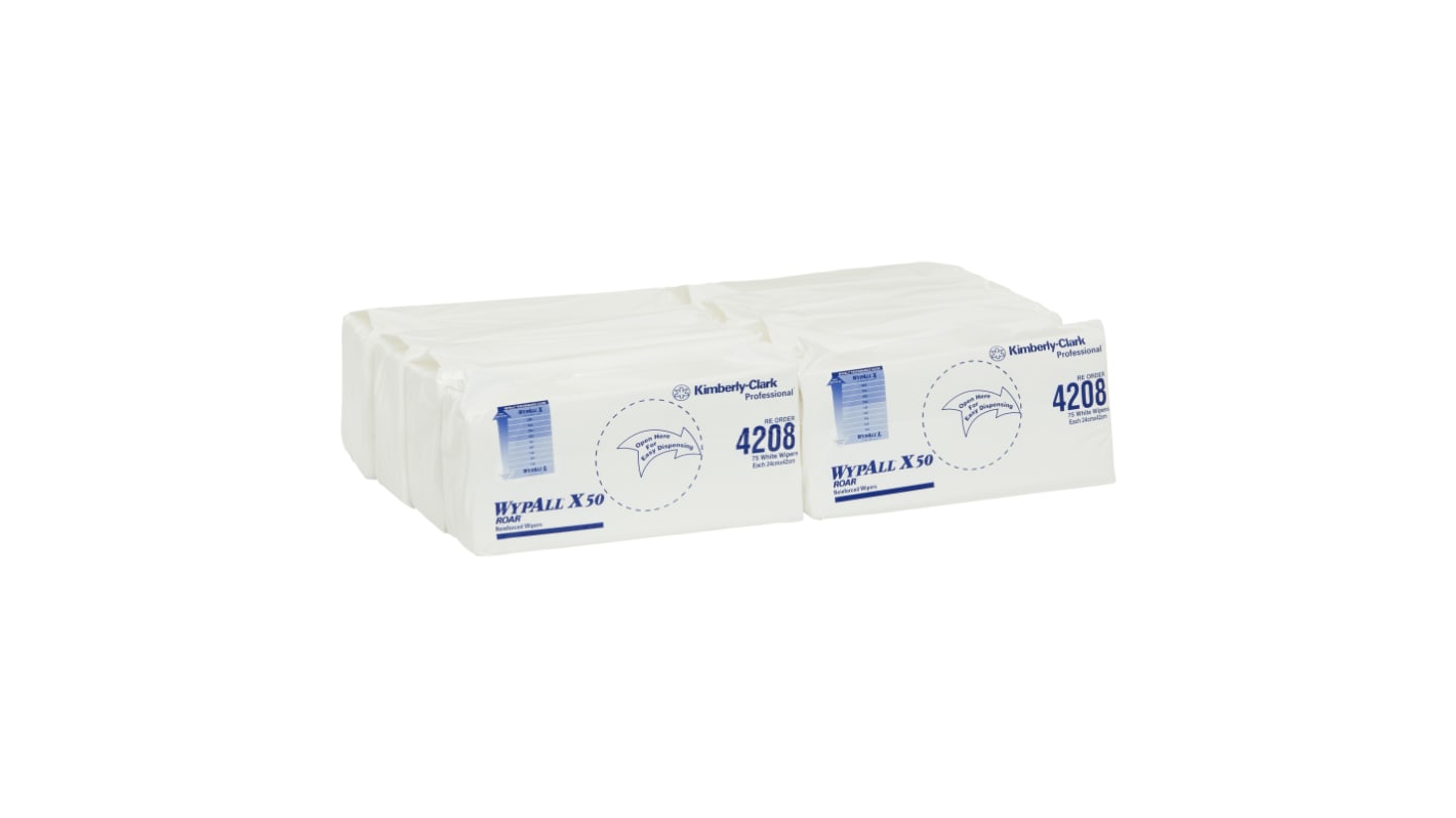 WYPALL X50 Reinforced Single Sheet White Wipers (4208) Dry Multi-Purpose Wipes, Pack of 600