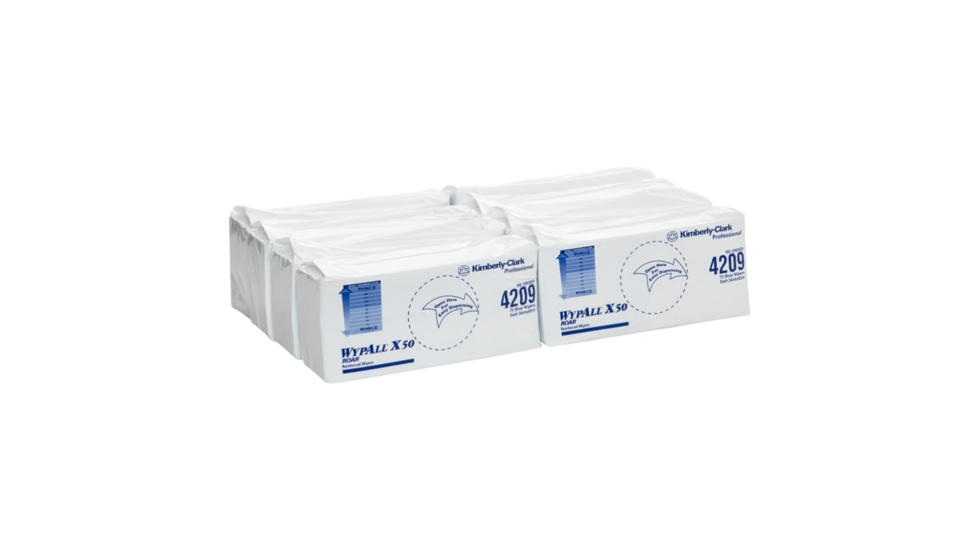 WYPALL X50 Reinforced Single Sheet blue Wipers (4209) Dry Multi-Purpose Wipes, Pack of 600