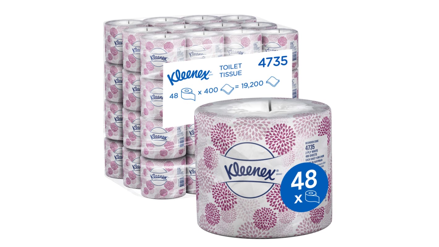 KLEENEX 48 rolls of 400 Sheets Toilet Roll, 2 ply