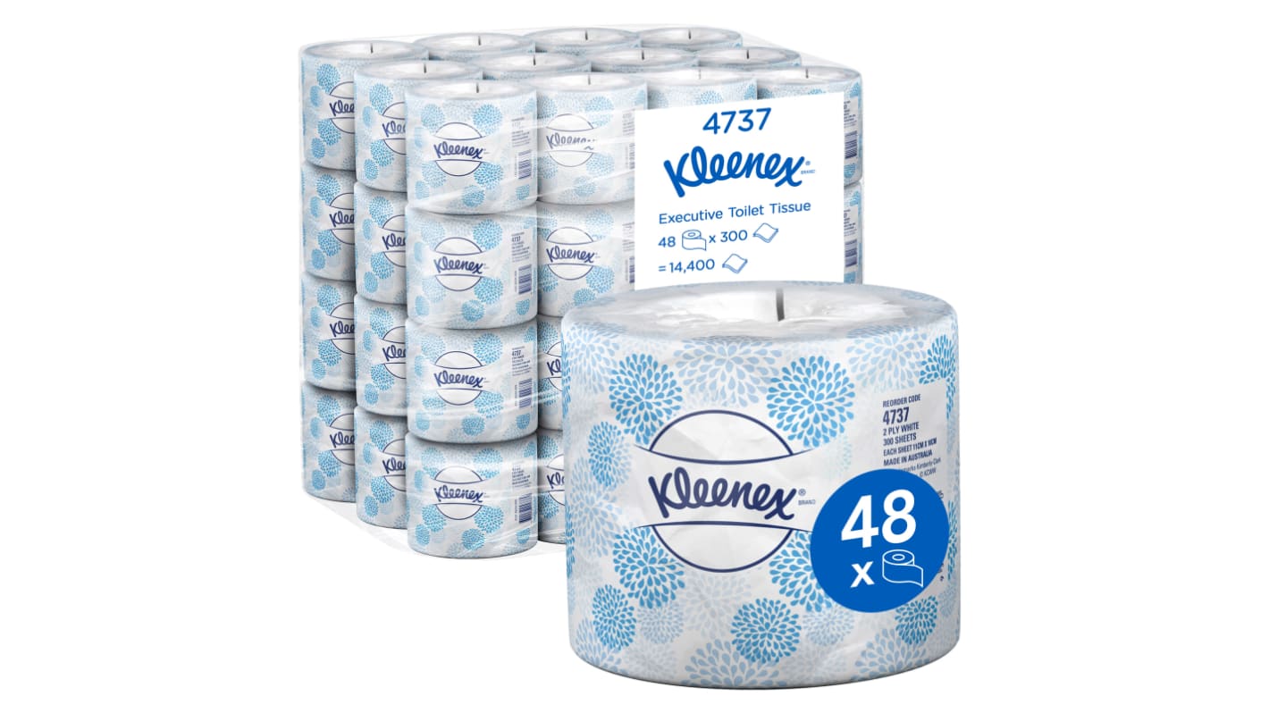 KLEENEX 48 rolls of 300 Sheets Toilet Roll, 2 ply