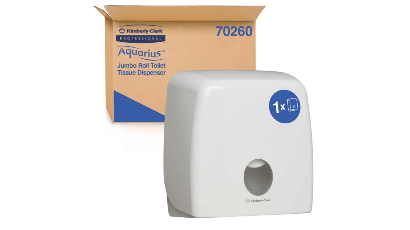 Kimberly Clark White Toilet Roll Dispenser, 28.4cm x 29cm x 15.2cm