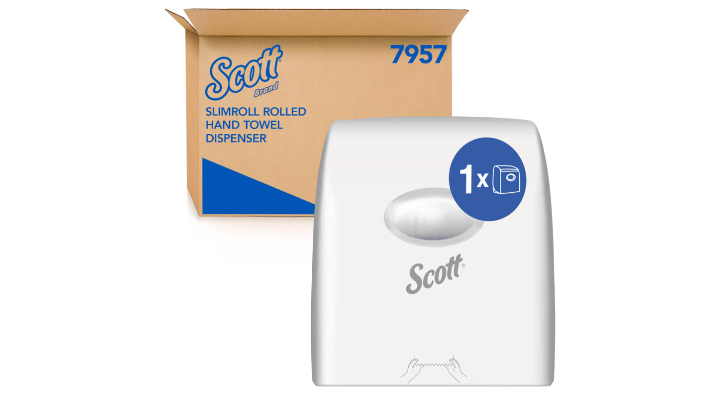 SCOTT White Paper Towel Dispenser, 371mm x 224mm x 307mm