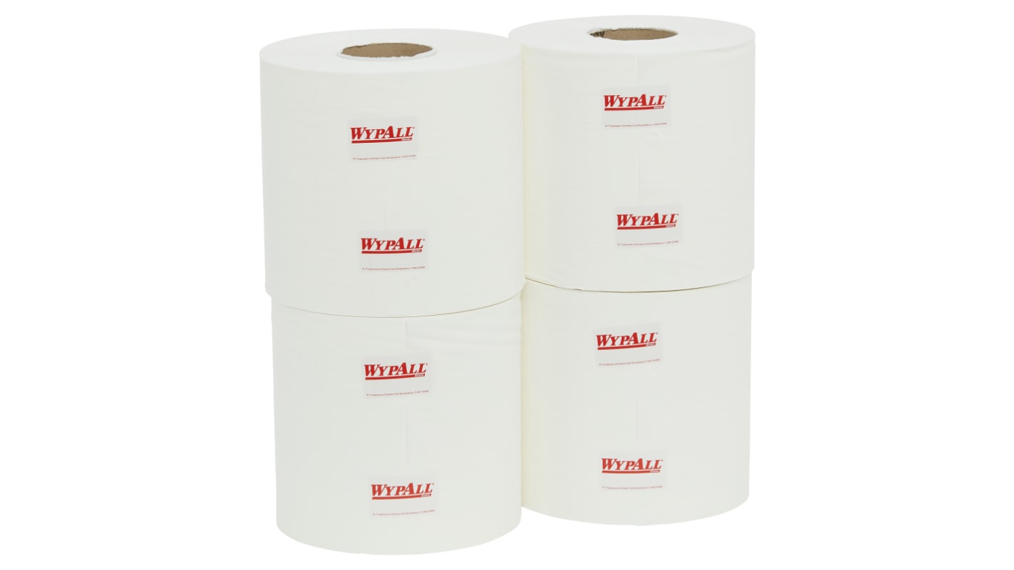 WYPALL L10 Heavy Duty Centrefeed Wiper Roll (94120) Dry Light Cleaning Towel, Centrefeed of 4