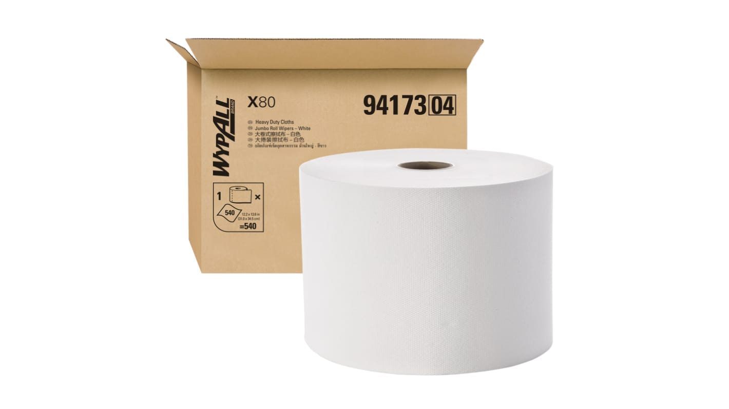 WYPALL X80 Jumbo Roll Wipers (94173) Dry Heavy duty Wipes, Roll of 540